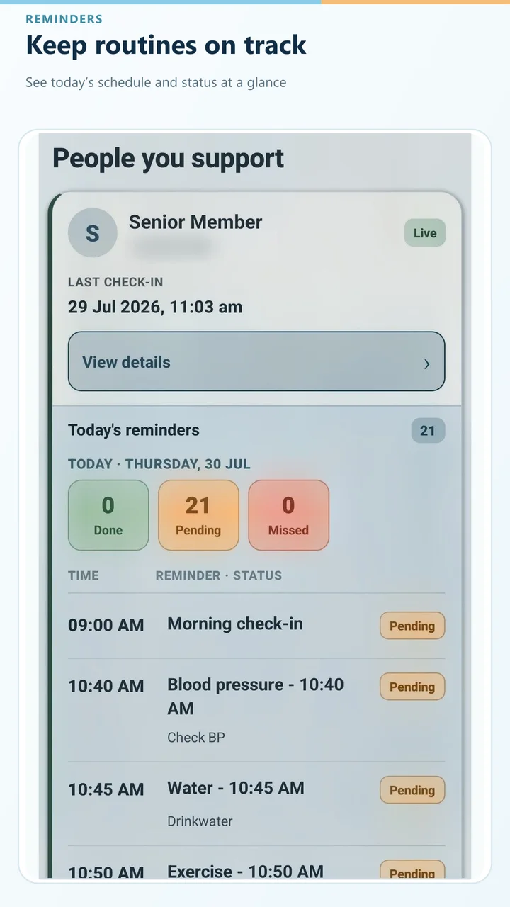 Daily reminders at a glance shown in the DailyOK Android app
